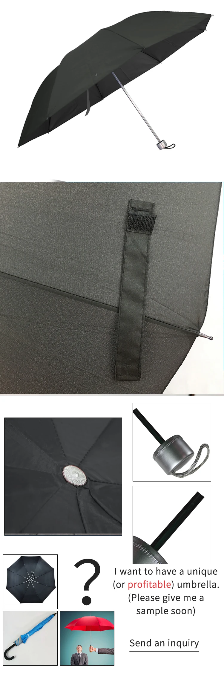 3 Fold Promotional umbrella logo custom print