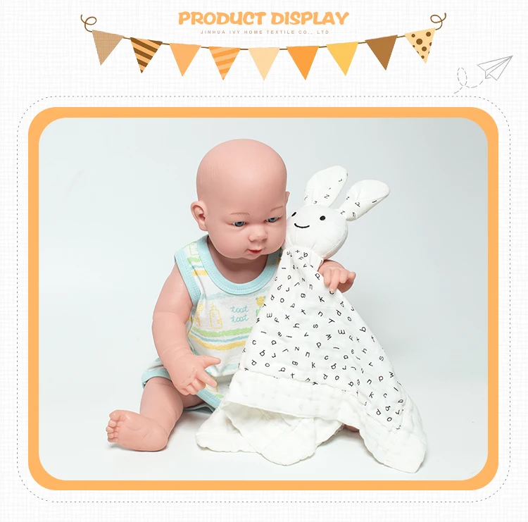 Eco-Friendly Cute White Rabbit Animal Muslin Appease Toys