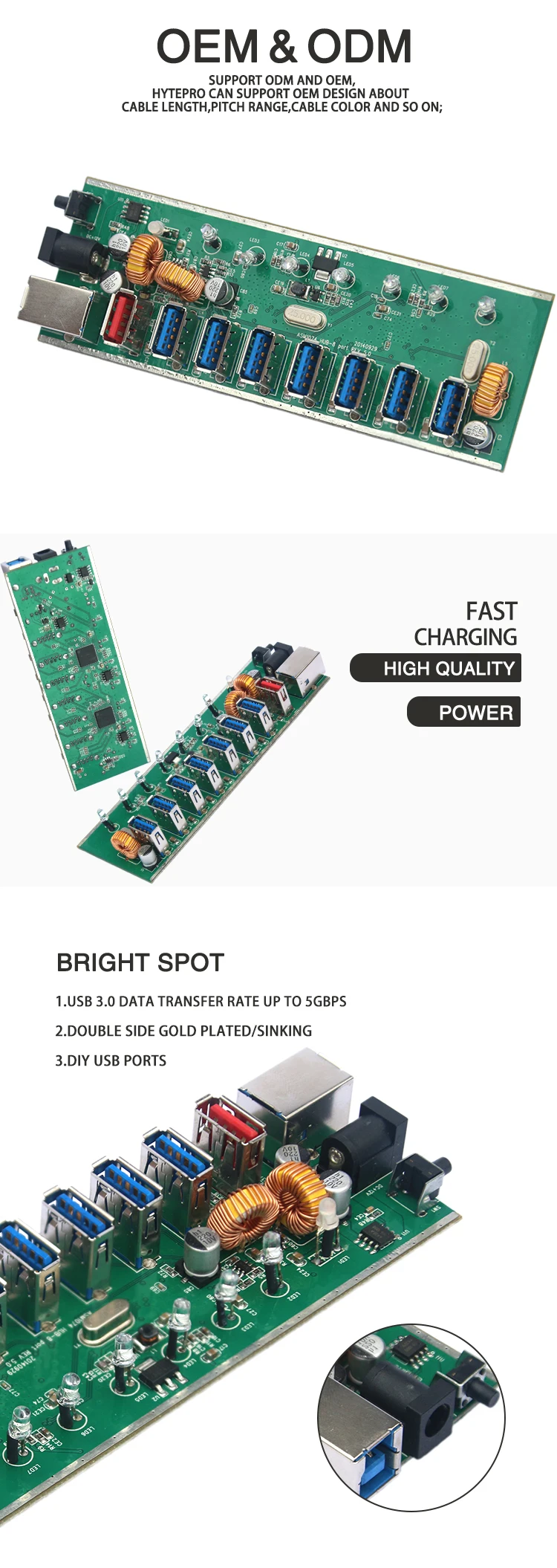 3.0/3.1 Usb Charger Otg Hub 8 Port Fast Charging Pcb Circuit Board