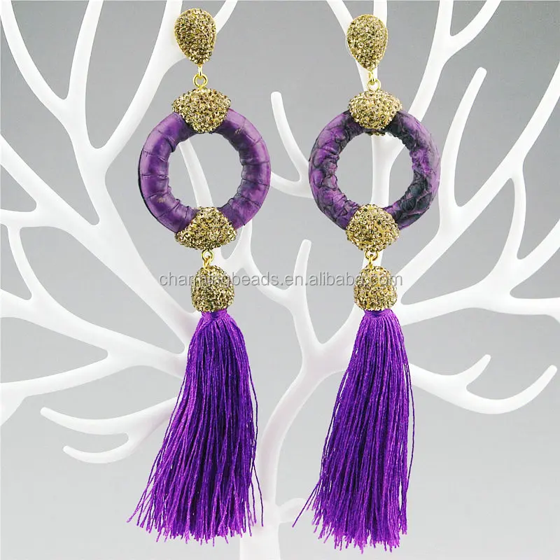 CH-ZSE0408 wholesale pave crystal connector pendant stud earring handmade,fashion stone jewelry pearl dangle earring hot sale