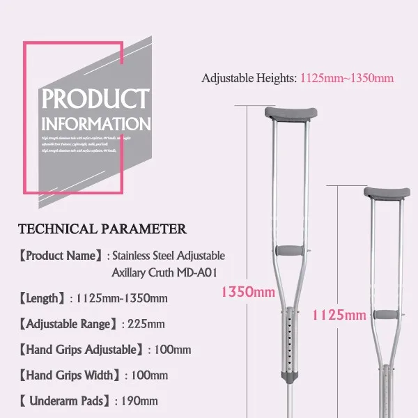 Wholesale Cheap Price Aluminum Adjustable Under Arm Crutches For Kids