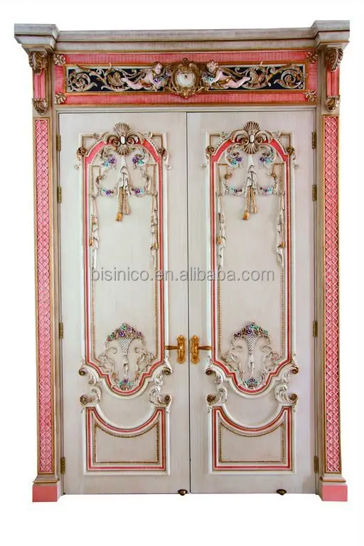 French Baroque Style Pink Frame Swing Double Interior Door Solid Wood Hand Carved Antique Finishing Home Decorative Wooden Door Buy Luxury Interior
