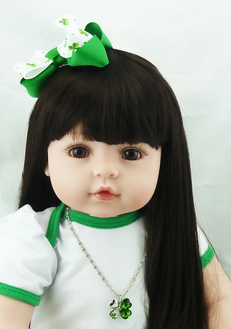 silicone reborn baby doll toys 22 inch with long