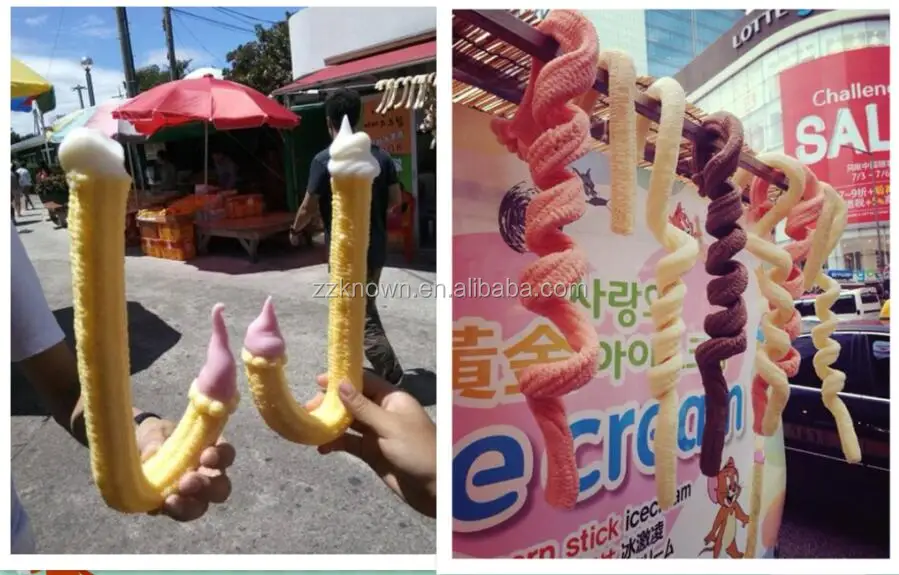 Snack Exturder Ice Cream Cone / Puffed Corn Stick Making Machine