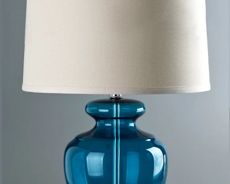 New Arrival Blue Glass Base Bedside Table Lamp Luxury Pretty Home Table