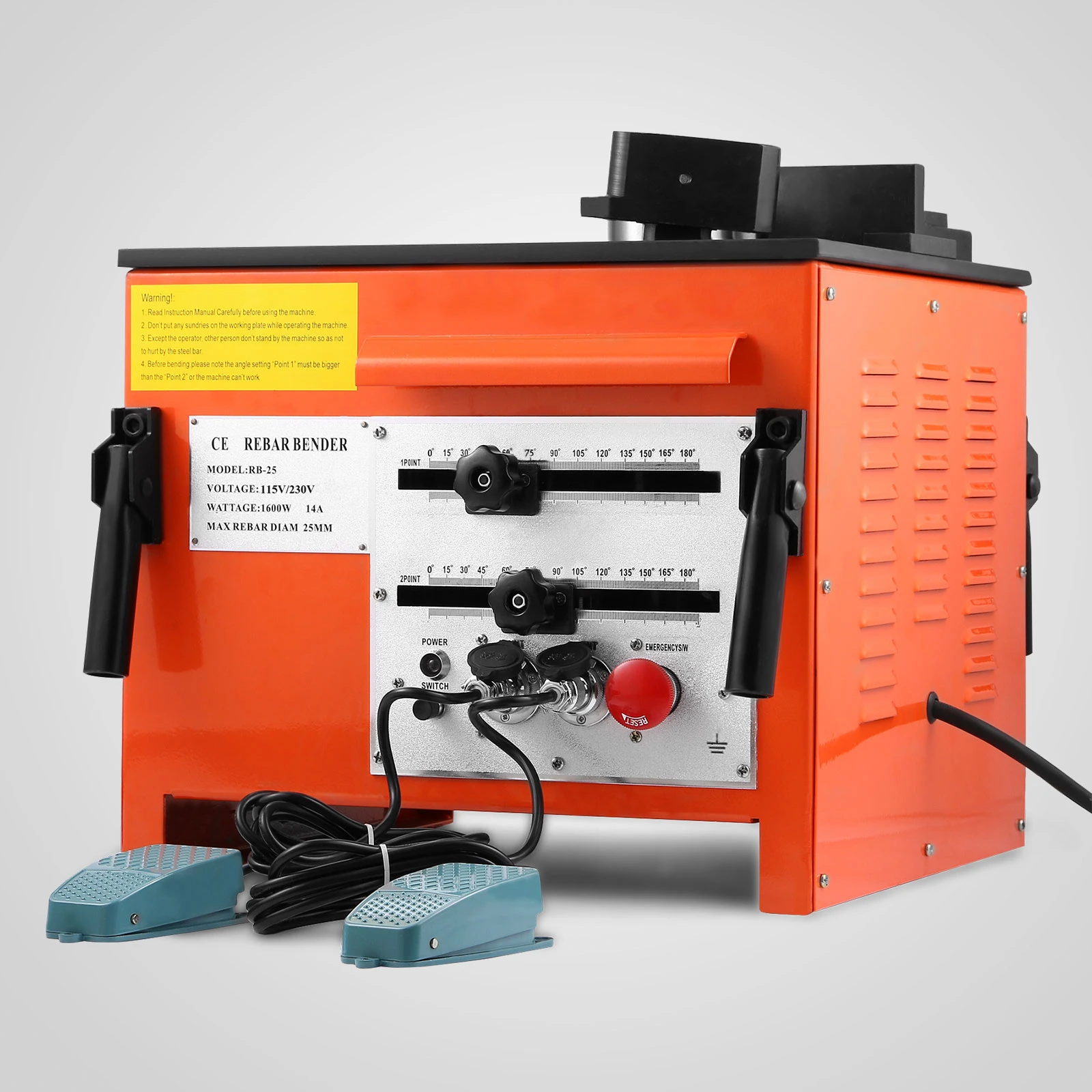 Pipe Benders Electric 1" inch Rebar bending Bender Foot Switch 8 Foot