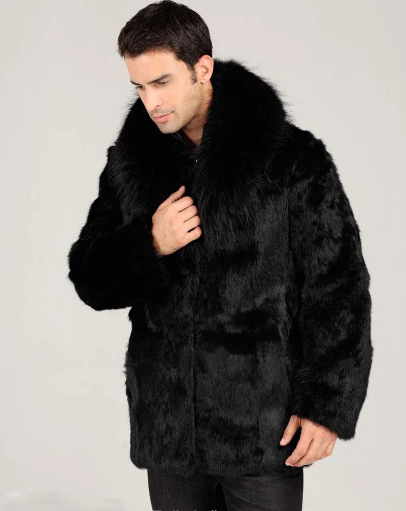 Men Winter Long Real Rabbit Fur Coats - Buy White Rabbit Fur Coat,Long ...