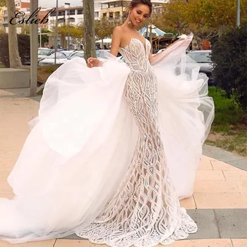 wedding gown with detachable train