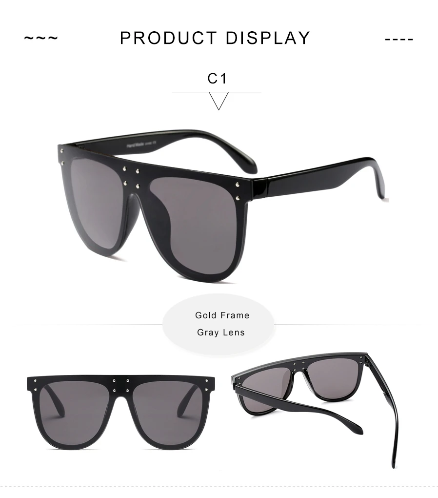 Wholesale Hot Selling Fashion Black Big Frame Sunglasses Uv400