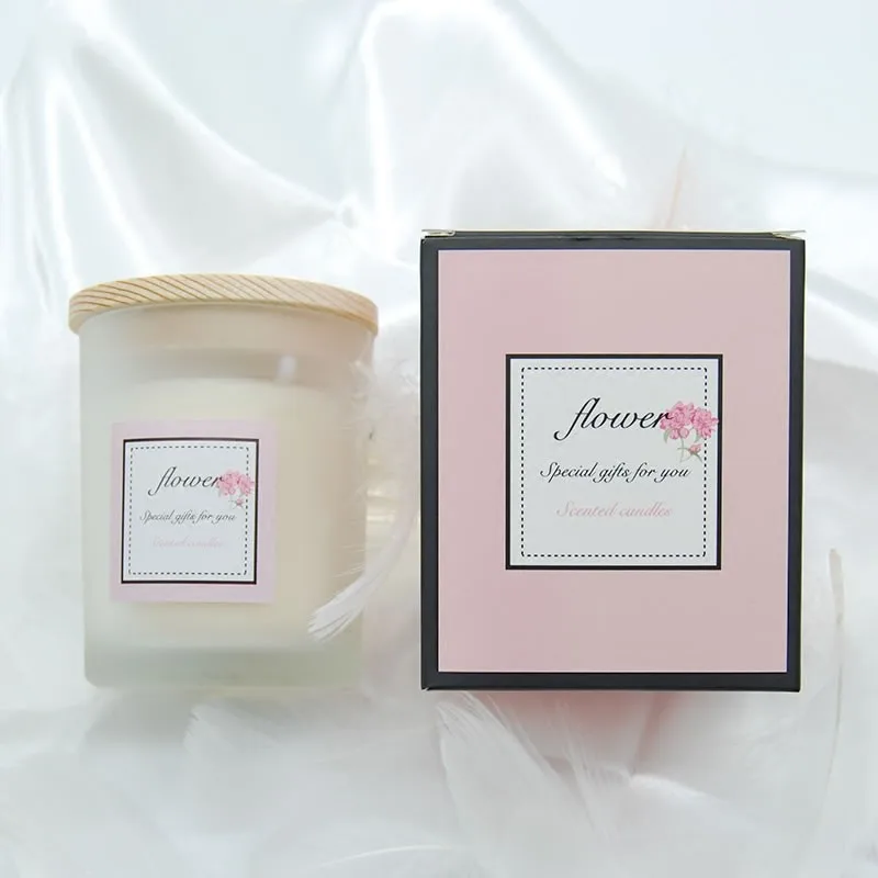 Wholesale Custom Scented Candle Luxury Frosted Glass Candle Jar With Wood Lid Buy Wholesale