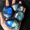 Wholesale natural polished flashy labradorite quartz crystal prices cut palm stone for healing