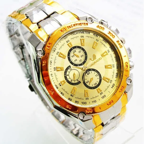 Large Face Fashion Quartz Gold Wrist Watches For Men Authentic Brand ...