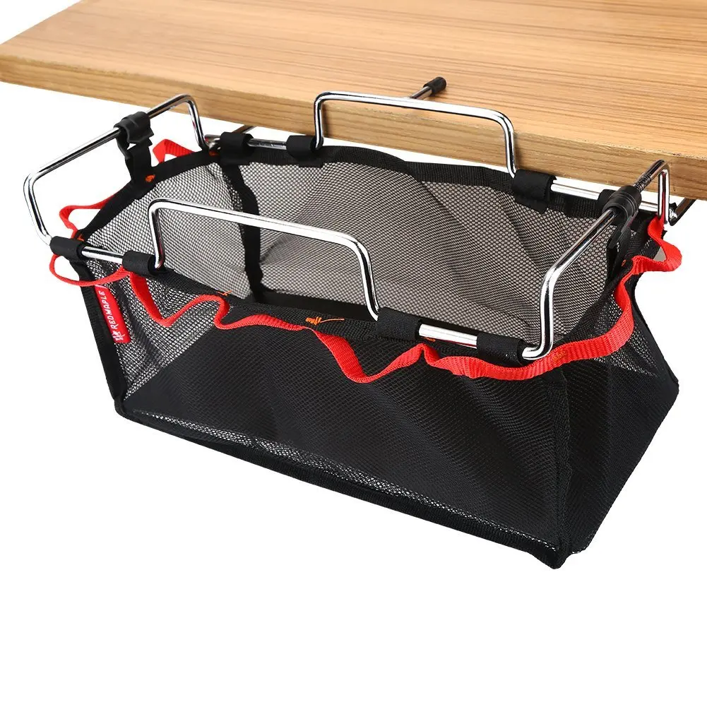 Onewell Backpac Outdoor Camping Wire Storage Rack Portable Picnic Table Barbecue Kitchen Sundries Net Desk Hanging Net Bag Pouch Organizer 