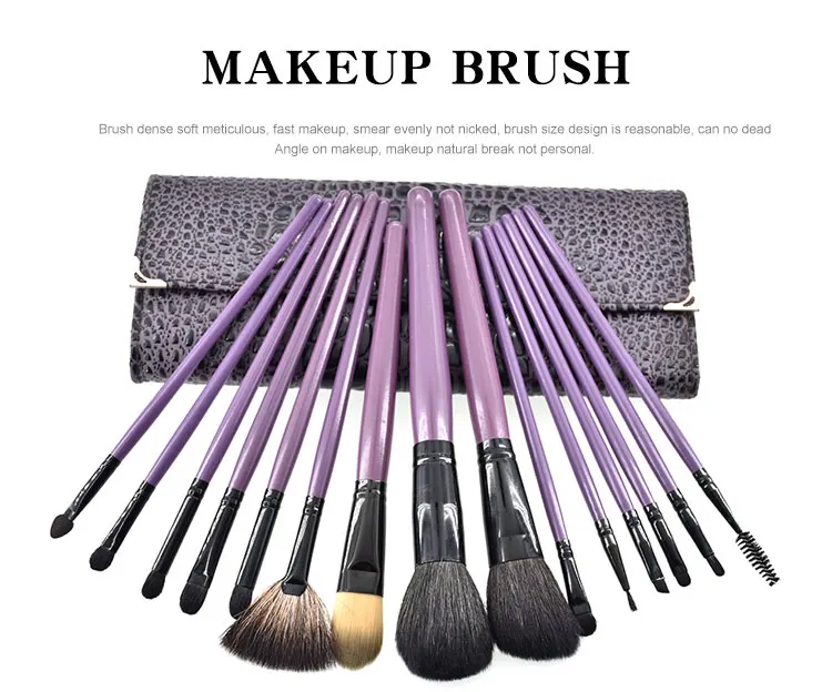 Personalized Private Label 15Pcs Purple Makeup Brush Set With Bag