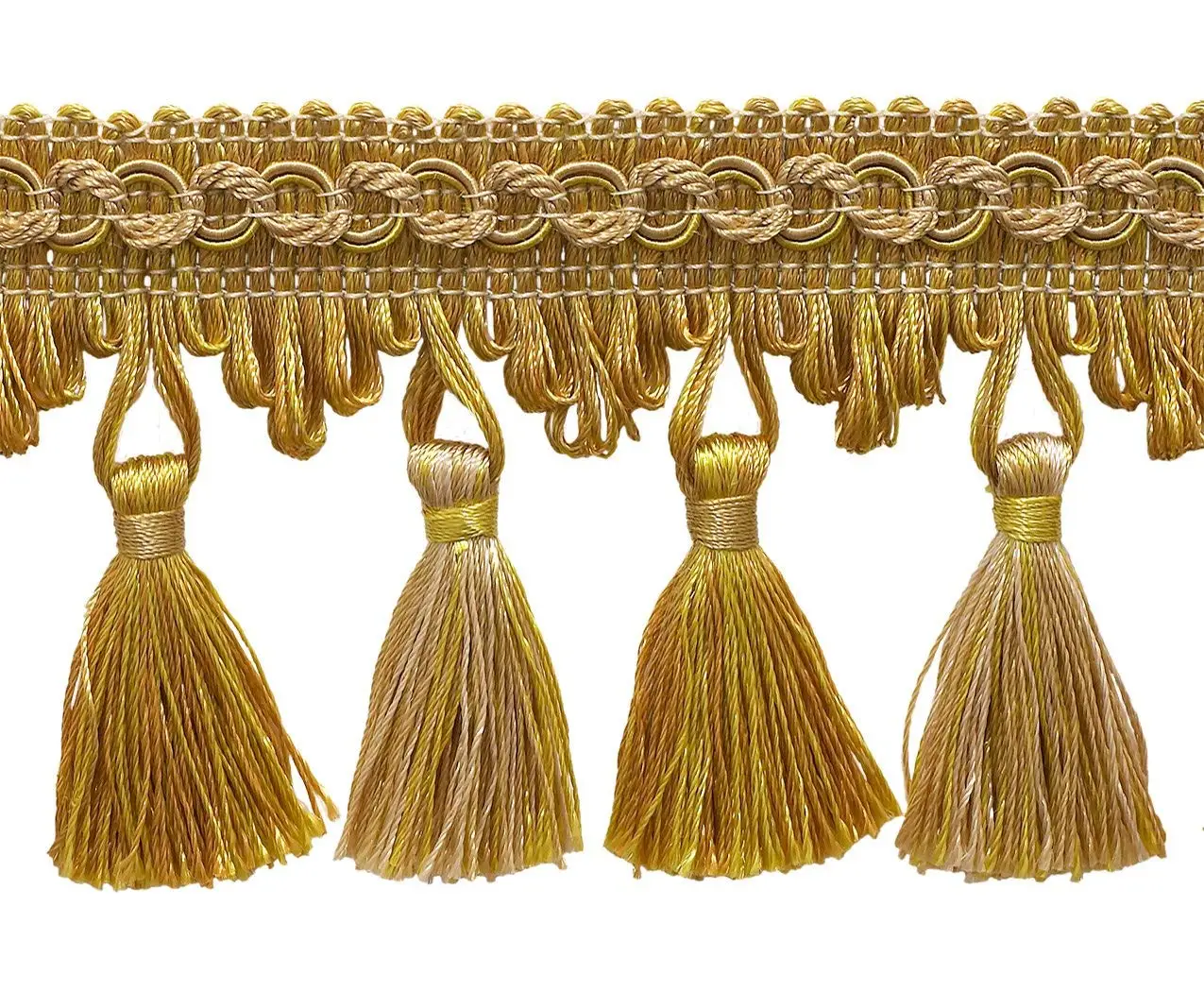 Antique Gold Metallic Tassel Fringe Trim