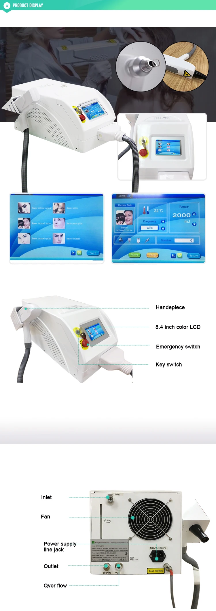 Multifunctional Laser Nd Yag Beauty Skin Whitening Ipl Opt Hair Removal Machine