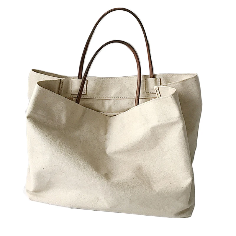 personalised jute bag with leather handles