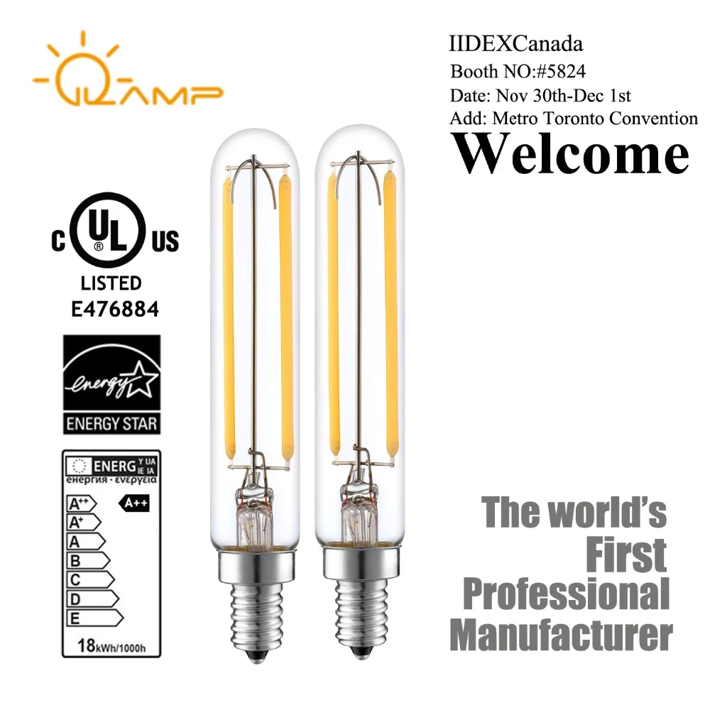 110V 120V Dimmable UL listed T8 Clear Appliance Tube Bulb T8 Led Filament Bulb 2W 4W 6W Dimmable Lamp