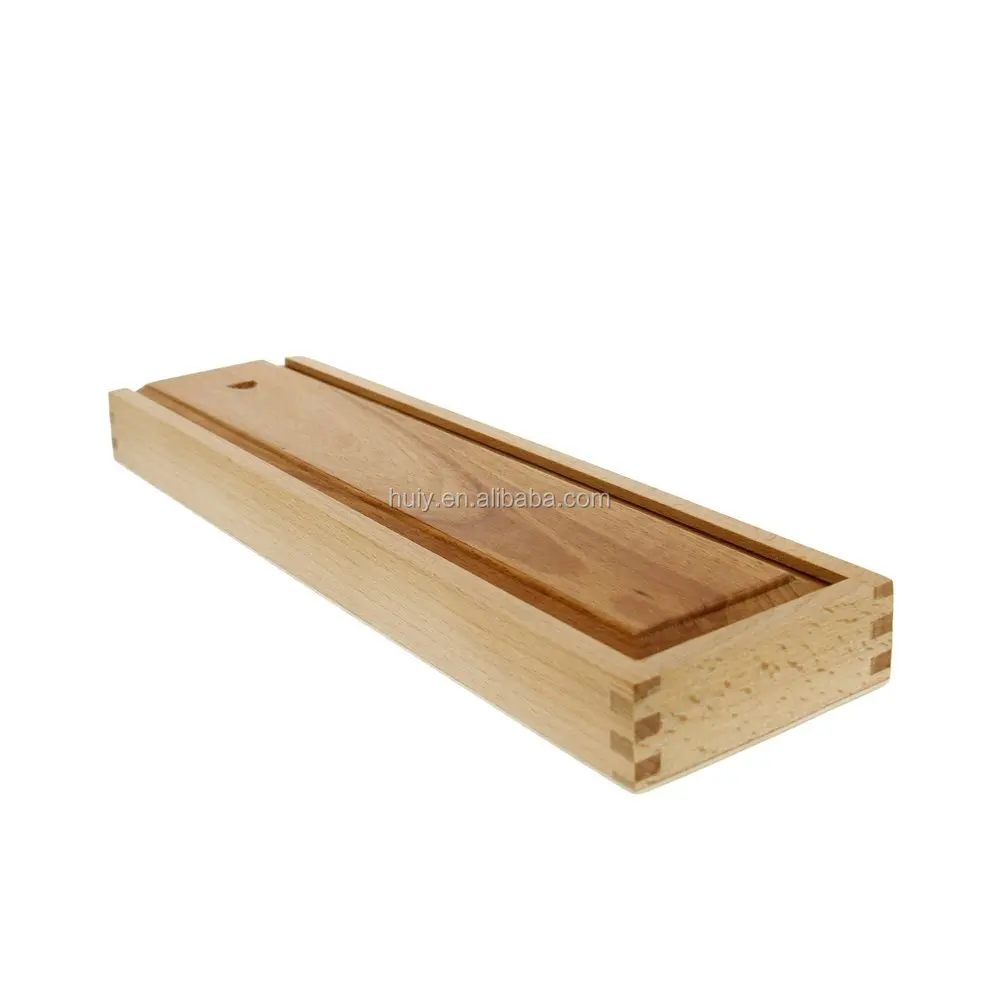 small wooden box with sliding lid