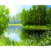 CHENISTORY DZ1471 Oil Diy Paint By Numbers Green Forest For Wholesale No Frame