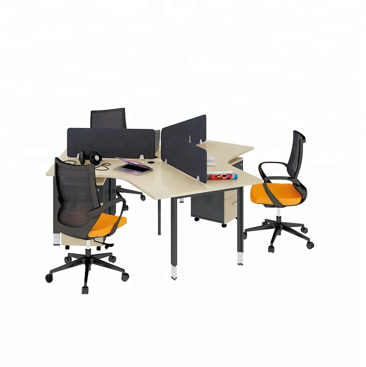 Modular 3 Person Computer Wooden Triangle Office Furniture Work Station