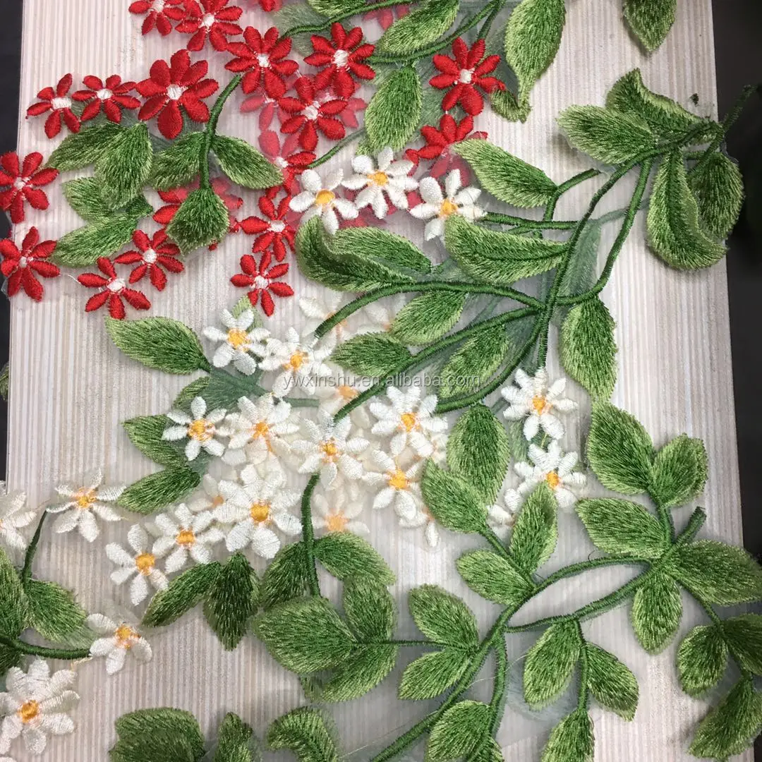 Green Vine Embroidery Lace Applique Motif Forest Leaves Patches