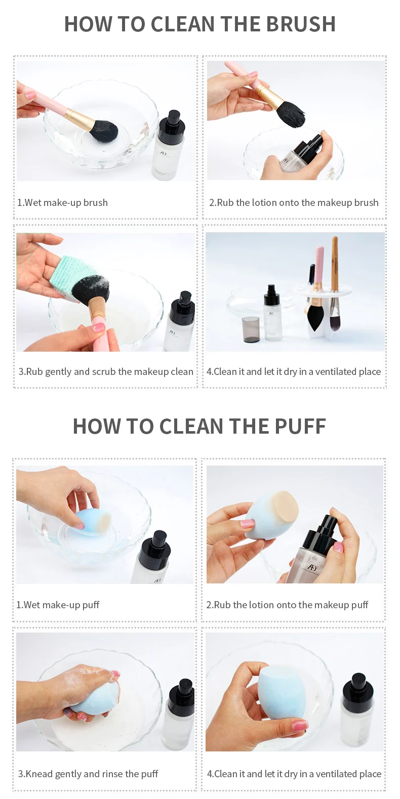 Wholesale hot sell 85ml puff cleaning fluid makeup brush cleaner