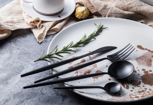 Fancy flatware set black steel cutlery set