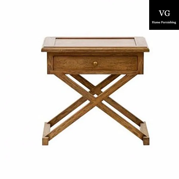 Vintage Provincial Cross Legs Cheap Bedside Table With Drawer,Cross Leg