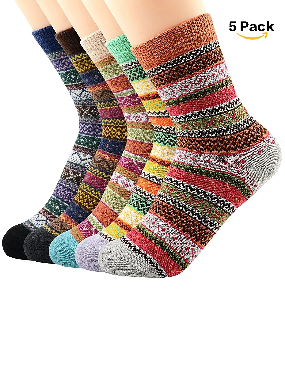 Durio Soft Winter Crew Wool Socks Women Warm Cabin Socks Vintage Thick Sock