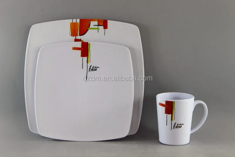 Square Shape Melamine Dinner Set Square Tableware Set