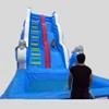 Popular water park blue color inflatable wavy slide with removable pool floor