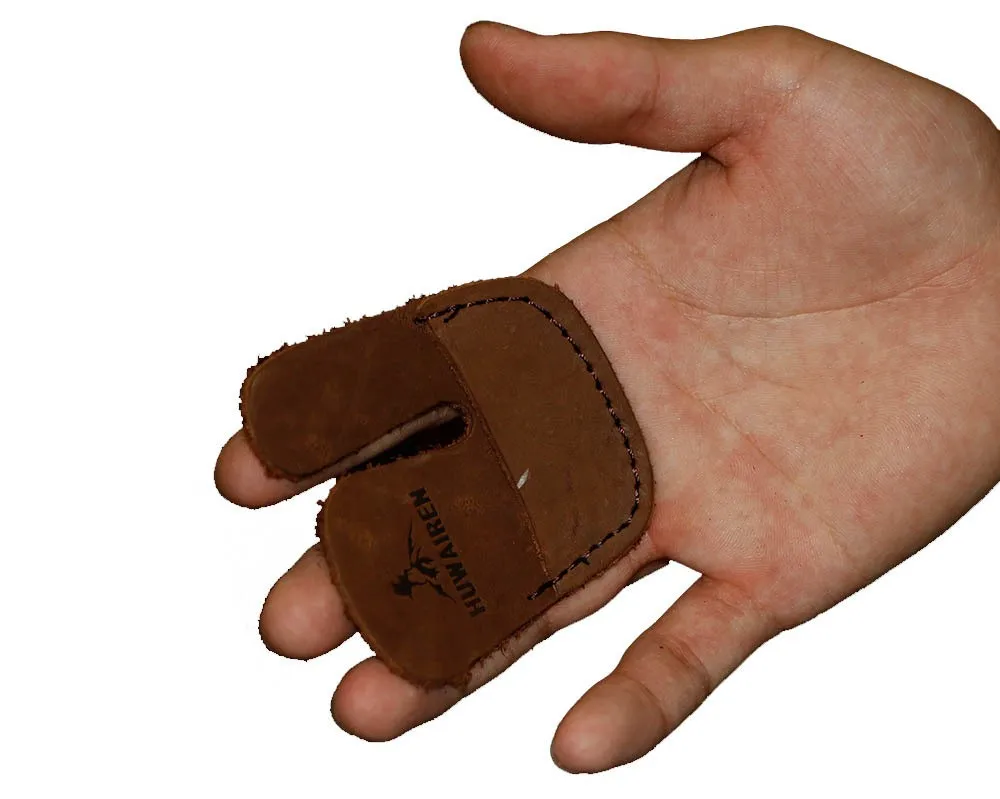 Brown Archery Hunting Two Finger Guard Cow Leather Protective Gear