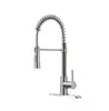 Lead Free Stainless Steel Single Lever Handle Pull Down Sprayer Brushed Nickel Kitchen sink Faucet With Deck Plate