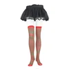 High quality ladies striped stockings opaque red and green stripes cute knee high socks