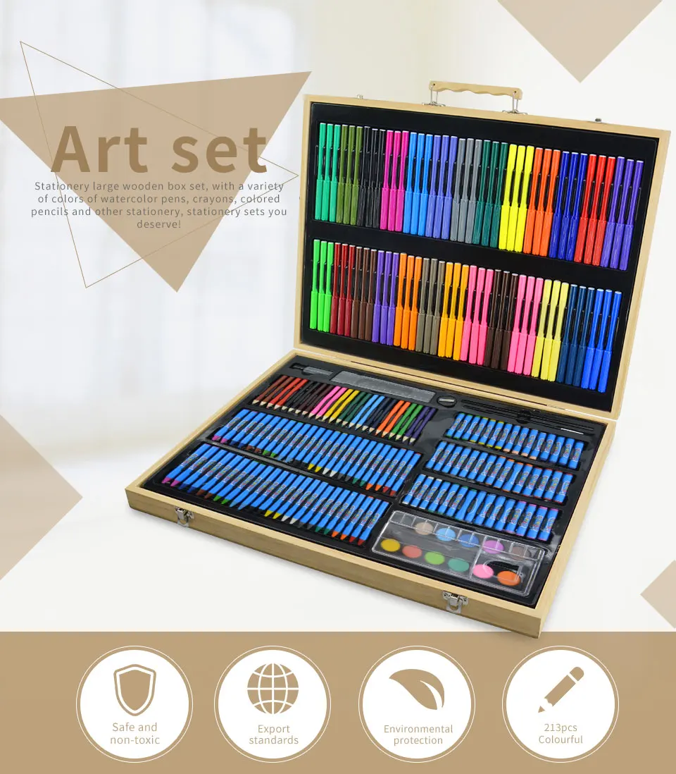 213pcs Kids Pencil Crayons Rule Paint School Stationery Kit Buy