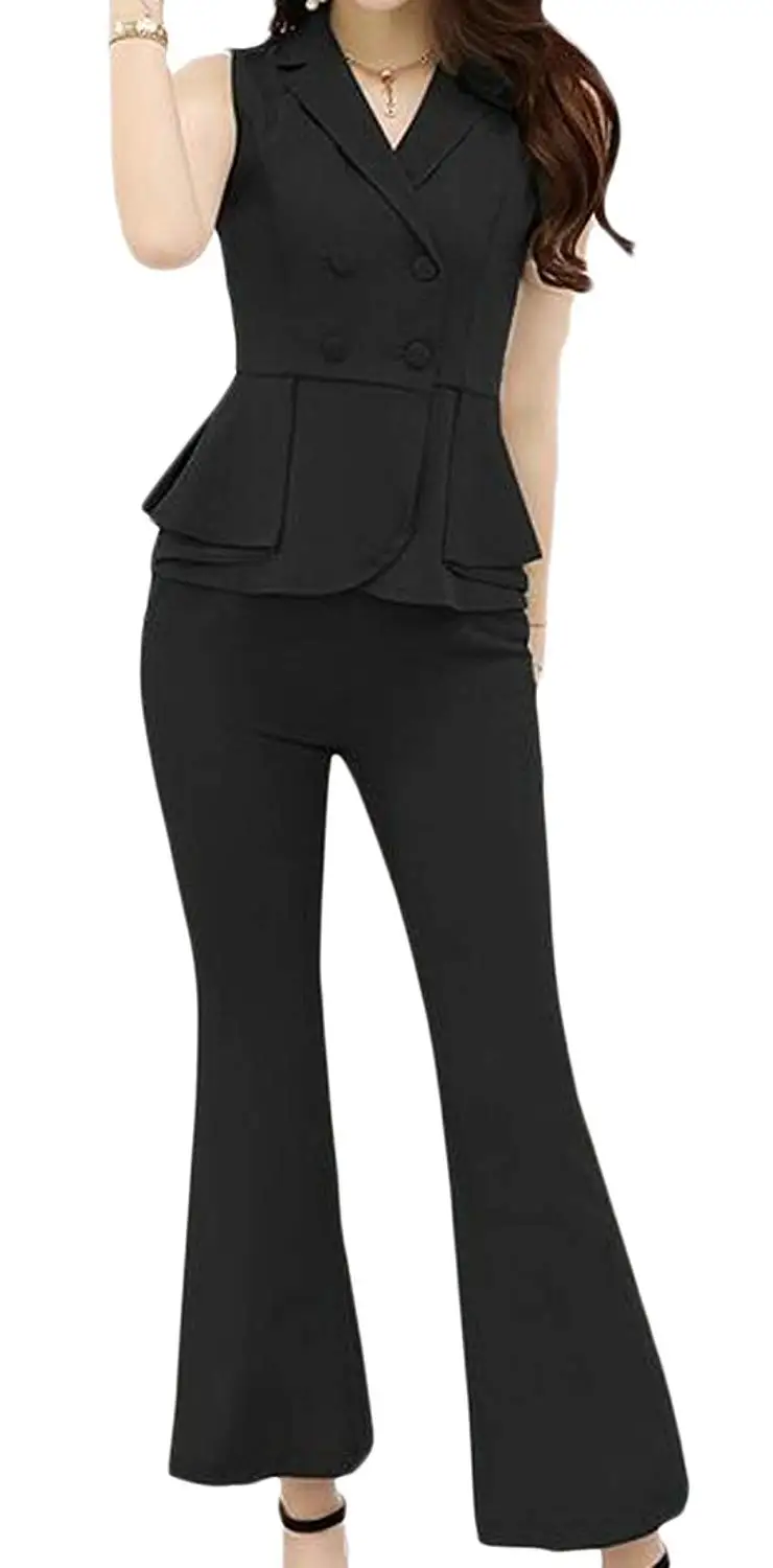 Pandapang Womens Hi-Waist One Shoulder Bell Bottom Pants Tie Rompers Jumpsuits