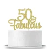 Gold Glitter 50 & Fabulous Cake Topper 50th Birthday Cake Packs Sign 50th Birthday Party Supplies