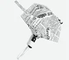 23inch 8K 190T pongee personalized customized fully automatic fashion newspaper print 3 folding umbrella