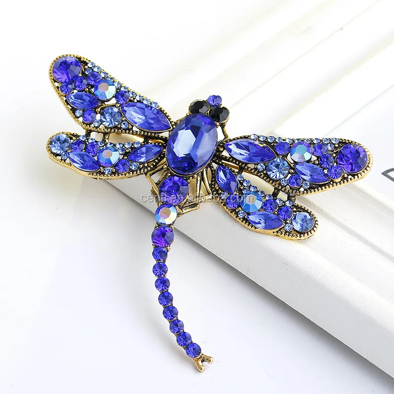 Vintage Design Shinny Crystal Rhinestone Dragonfly Brooches For Women Dress Scarf Brooch Pins Jewelry Accessories Gift 