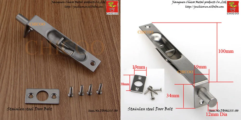 4 Inch 304 Stainless Steel Latch Lever Action Flush Slide Door Lock