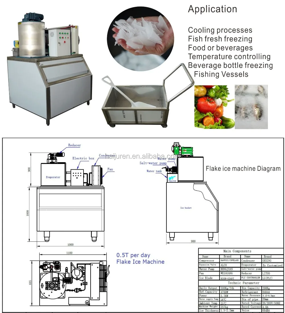 500kgs/ Day Small Size Ice Flake Making Machine / Flake Ice Maker Buy