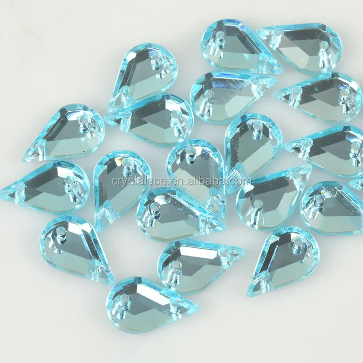 Aqua Bohemica Water Drop Sew on Stone, Acrylic Rhinestone Flat back for dress