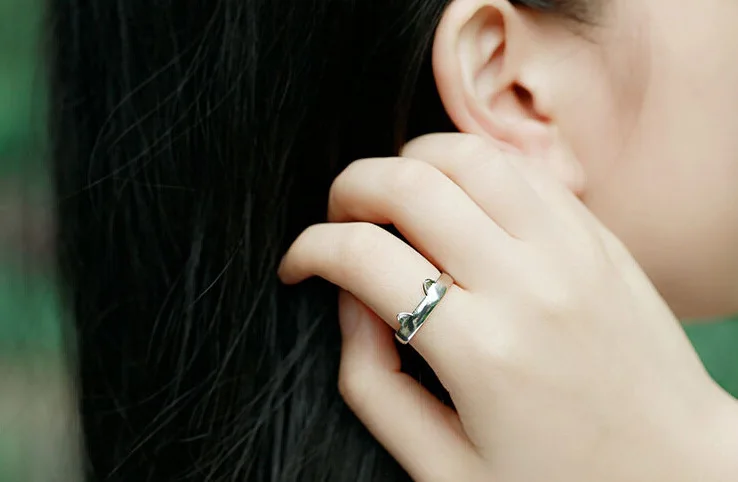 Anello da abbraccio per donna Anelli aperti regolabili in argento sterling Anello per pollice
