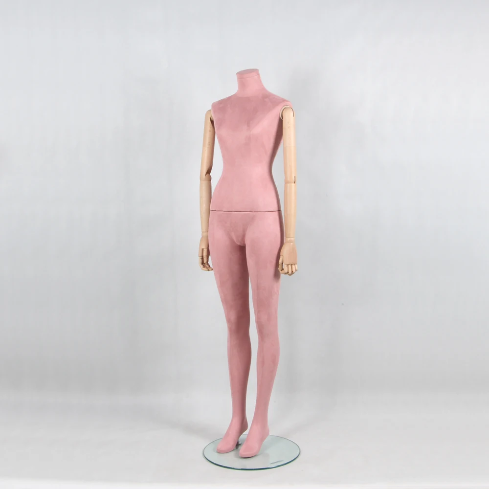 最畅销的木制铰接臂天鹅绒面料女性定制泡沫假人连衣裙形式女士内衣