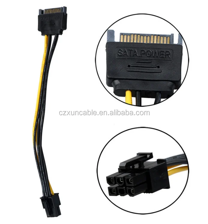 Sata 15 Pin Male To 6 Pin Pci Express Pci E Card Power Supply Adapter Cable Buy Sata 15 Pin To 3666