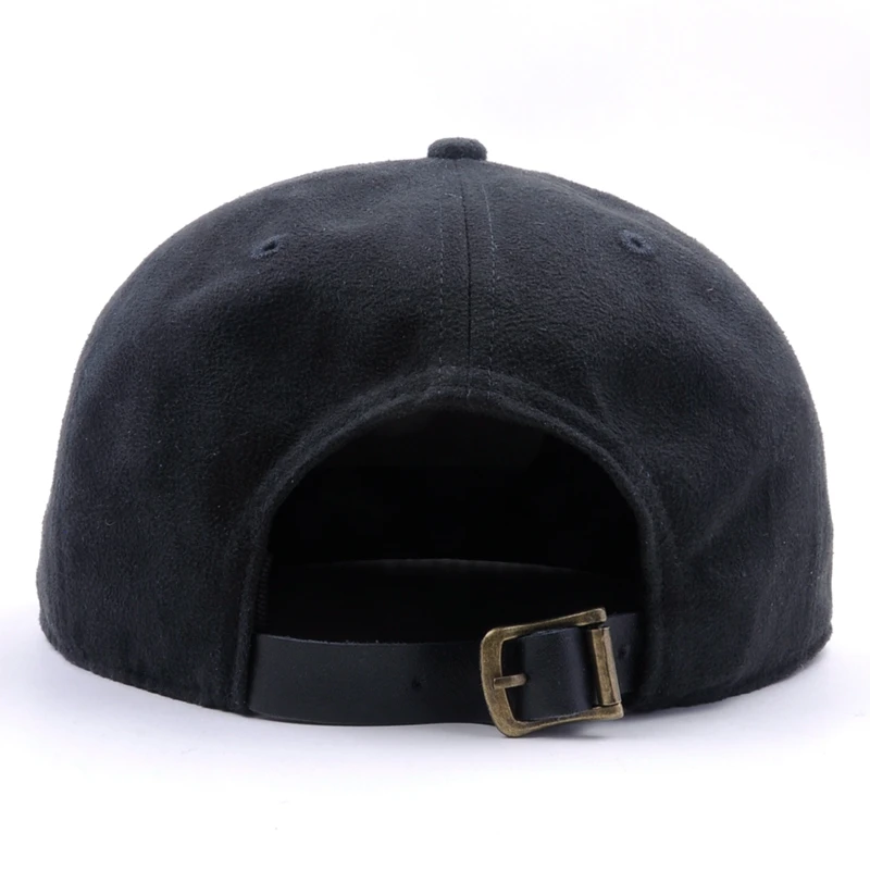 定制补丁黑色绒面革帽子 5 面板 snapback 金属板帽