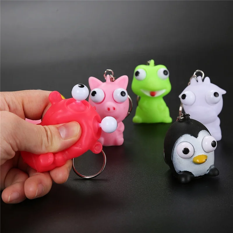 Wholesale Soft Eye Popping Stress Toys Pvc Animal Plastic Key Chain Eye