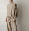 pure cashmere lady suit cashmere pullover cashmere pant set for woman 3 piece