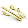 Hot sale stainless steel yellow gold cutlery set rose gold black flatware sets silverware for wedding
